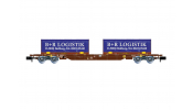 ARNOLD 6658  4-axle container wagon with 2 x blue/red 22  coil container   B+R LOGISTIK Bedburg   