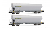 ARNOLD 9763 F-MSA, 2-unit pack 4-axle round-sided silo wagons, MILLET , grey, ep. VI ARNOLD 9763 F-MSA, 2-unit pack 4-axle round-sided silo wagons, MILLET , grey, ep. VI