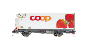 BEMO 9469118 RhB Lb-v mit Coop-Containerwagen Erdbeere, Spur 0m - M 1:45