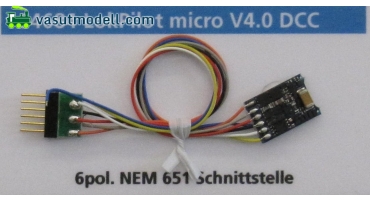 ESU 54684 LokPilot micro V4.0, DCC dekóder, 6-tűs, kábellel ESU 54684 LokPilot micro V4.0, DCC dekóder, 6-tűs, kábellel