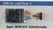 ESU 59616 LokPilot 5 DCC/MM/SX/M4, 6-tűs, vezetékes, NEM651 (H0) ESU 59616 LokPilot 5 DCC/MM/SX/M4, 6-tűs, vezetékes, NEM651 (H0)