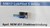 ESU 59817 LokPilot 5 micro DCC/MM/SX, 6-tűs, direkt (TT, N) ESU 59817 LokPilot 5 micro DCC/MM/SX, 6-tűs, direkt (TT, N)