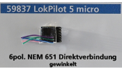 ESU 59837 LokPilot 5 micro DCC/MM/SX, 6-tűs, hajlított (TT/N) ESU 59837 LokPilot 5 micro DCC/MM/SX, 6-tűs, hajlított (TT/N)
