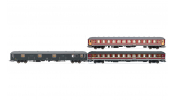 Rivarossi 4362  FS, 3-unit pack   Alpen-Express   2/2, 2x UIC-X 2nd class red/grey + luggage van UIC-X  70 grey, ep. IVb 