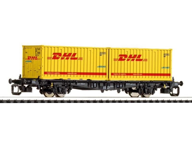 ROCO 37507 Konténerszállító teherkocsi, 2 db 20lábas konténer (DHL), DB-AG ROCO 37507 Konténerszállító teherkocsi, 2 db 20lábas konténer (DHL), DB-AG