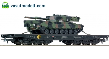 ROCO 66724 P�rekocsi, 6 tengelyes, Leopard 2A4 harckocsival, DBAG, VI