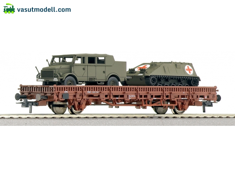 ROCO 67806 rakoncás teherkocsi, DB, katonai Borgward, Hotchkiss mentő ROCO 67806 rakoncás teherkocsi, DB, katonai Borgward, Hotchkiss mentő