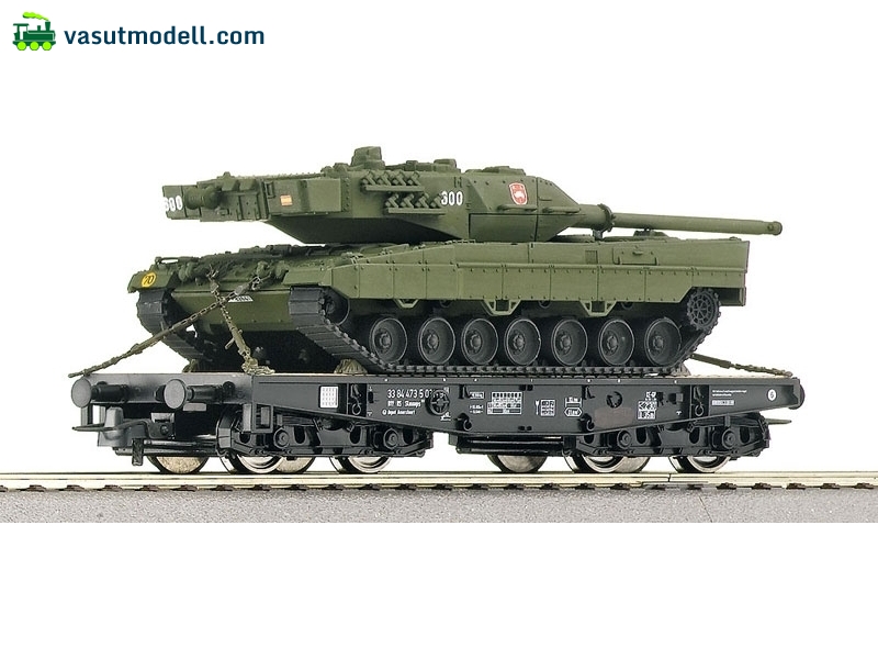 ROCO 67814 Nehézteherszállító négytengelyes teherkocsi, Leopard 2A6 páncélos ROCO 67814 Nehézteherszállító négytengelyes teherkocsi, Leopard 2A6 páncélos