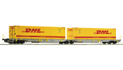 ROCO 76421 Konténerszállító ikerkocsi, Sdggmrs25, T2000, DHL/AAE, VI ROCO 76421 Konténerszállító ikerkocsi, Sdggmrs25, T2000, DHL/AAE, VI