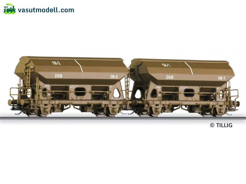 TILLIG 1584 Önürítős fedeles teherkocsi készlet (2 db), DSB TILLIG 1584 Önürítős fedeles teherkocsi készlet (2 db), DSB