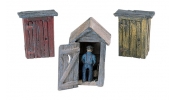 WOODLAND Scenics D214 3 Outhouses & Man