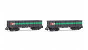 ARNOLD 6534 STLB, 2-unit set 4-axle open wagons Eaos, grey/green/red livery, loaded with scrap, period V-VI ARNOLD 6534 STLB, 2-unit set 4-axle open wagons Eaos, grey/green/red livery, loaded with scrap, period V-VI