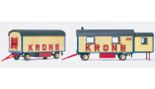PREISER 21051 Lakókocsi, és pótkocsi (2 db), Zirkus Krone PREISER 21051 Lakókocsi, és pótkocsi (2 db), Zirkus Krone